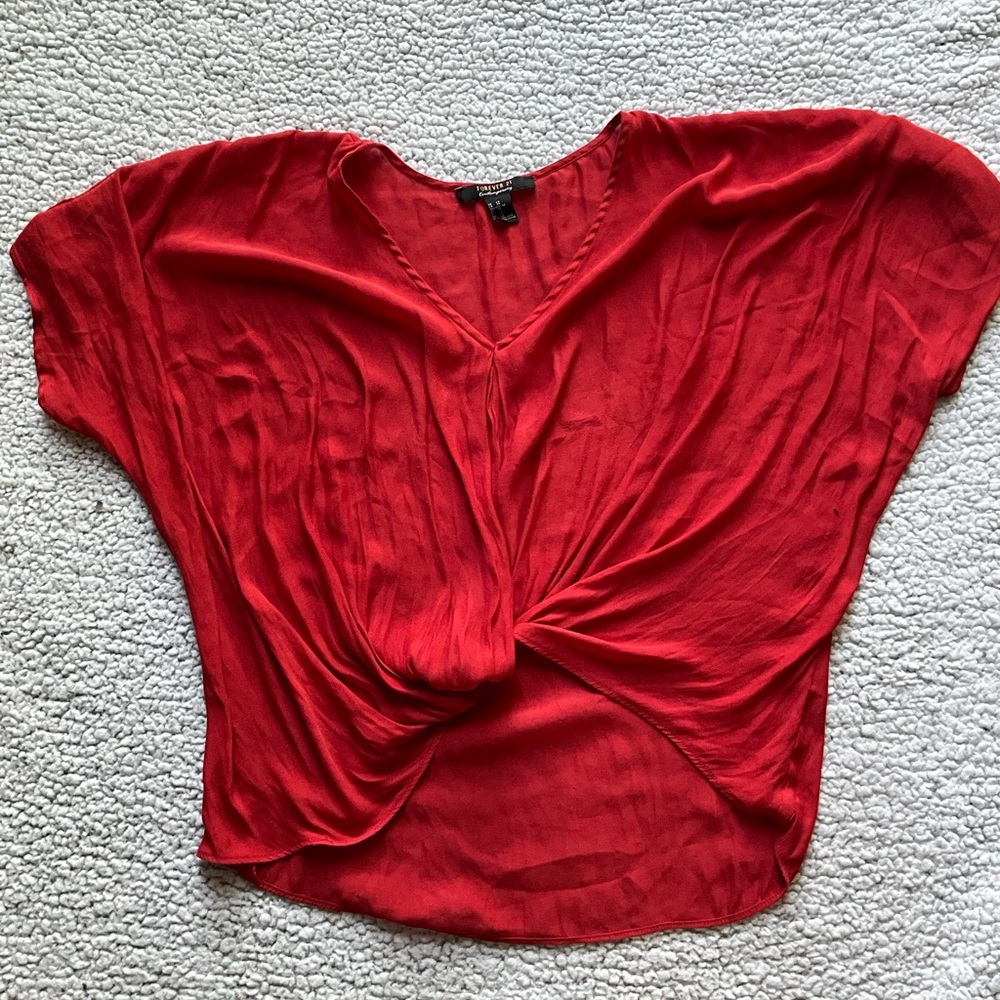 Red flowy blouse